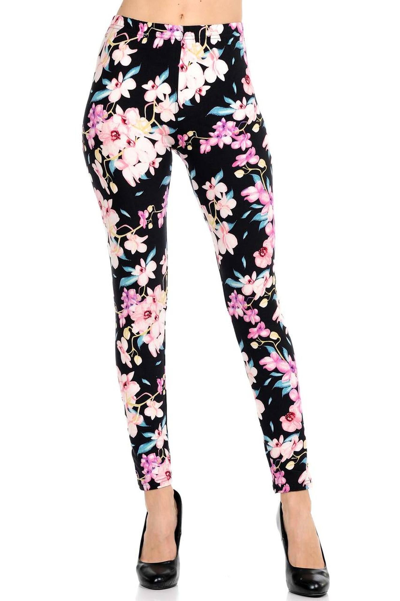World of Leggings Buttery Soft Pretty in Pink Floral Leggings