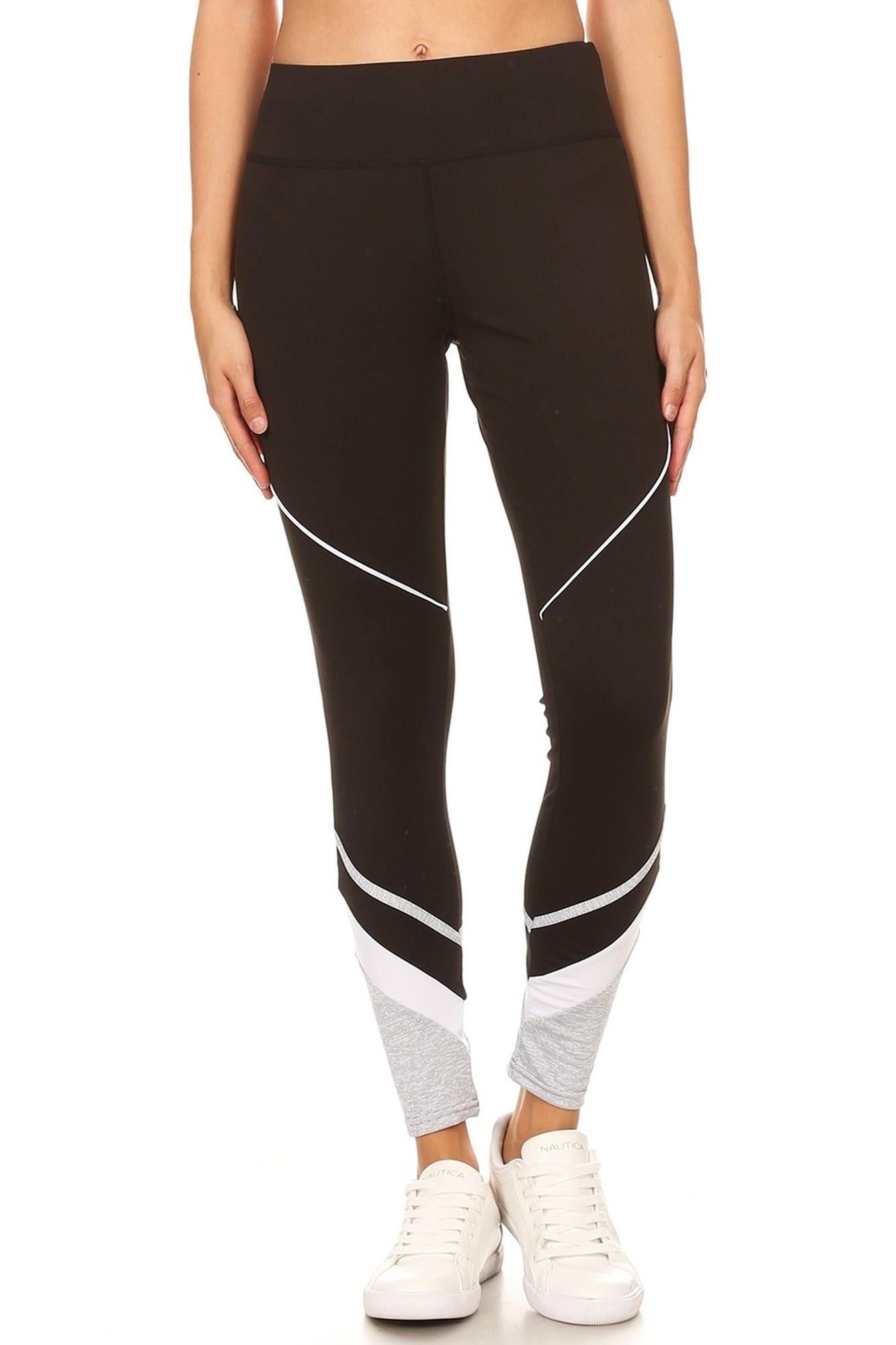 Multi Tone Ankle Contrast Sporty Workout Leggings