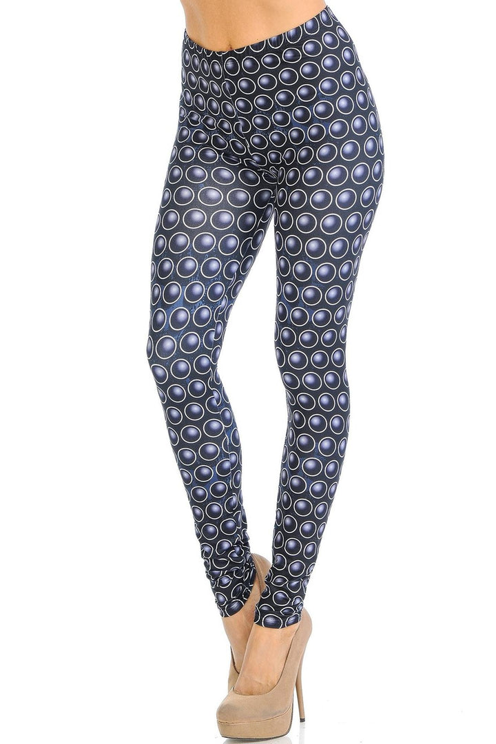 Creamy Soft Premium Women's Leggings 3D Polka Dots Regular Size, High Rise, Stretchy & Breathable, Comfortable Fit - by USA Fashion