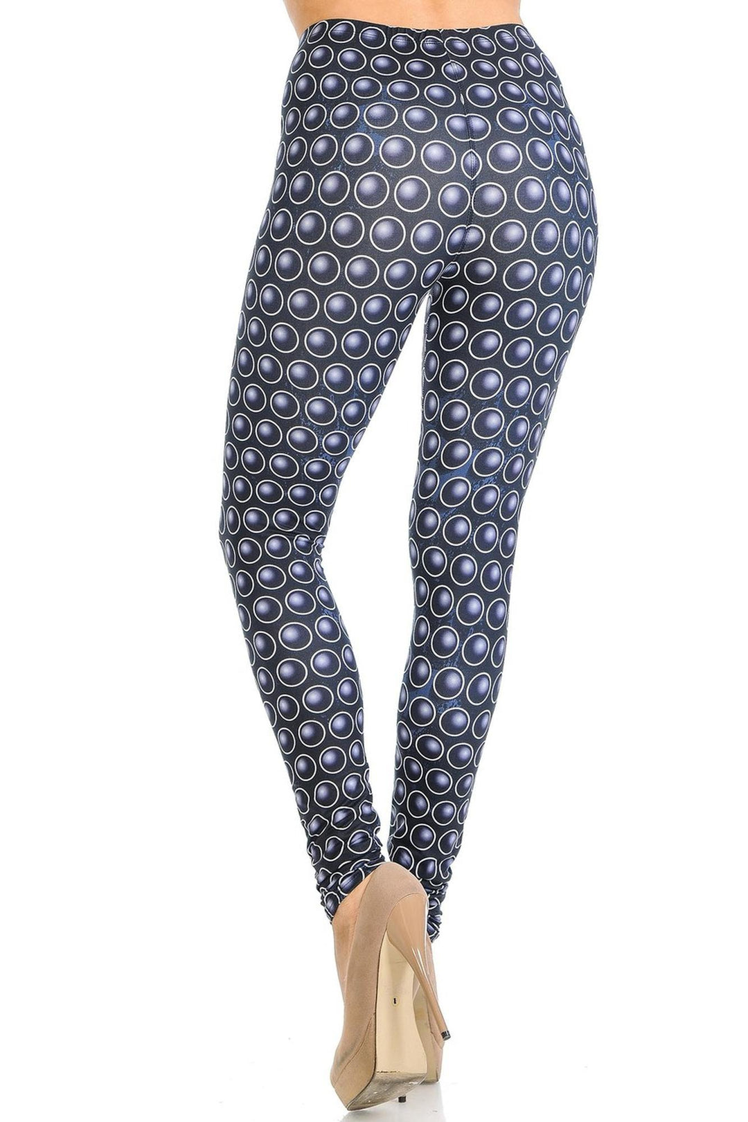 Creamy Soft Premium Women's Leggings 3D Polka Dots Regular Size, High Rise, Stretchy & Breathable, Comfortable Fit - by USA Fashion