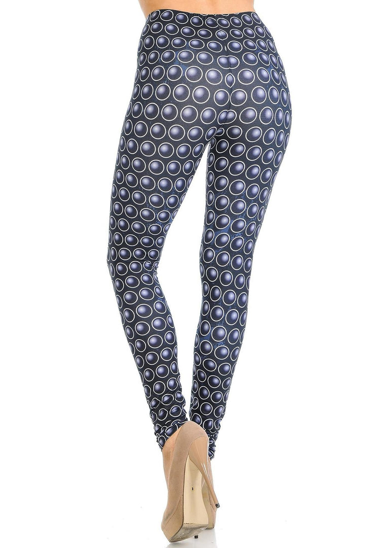 Creamy Soft Premium Women's Leggings 3D Polka Dots Regular Size, High Rise, Stretchy & Breathable, Comfortable Fit - by USA Fashion