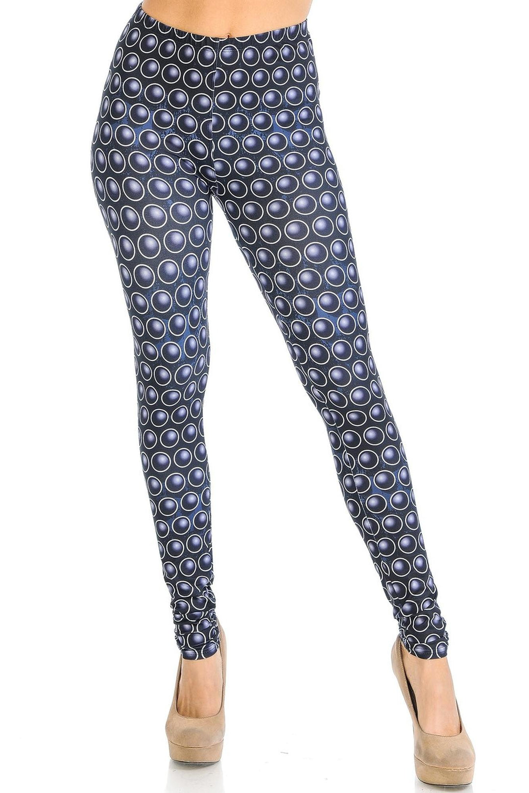 Creamy Soft Premium Women's Leggings 3D Polka Dots Regular Size, High Rise, Stretchy & Breathable, Comfortable Fit - by USA Fashion