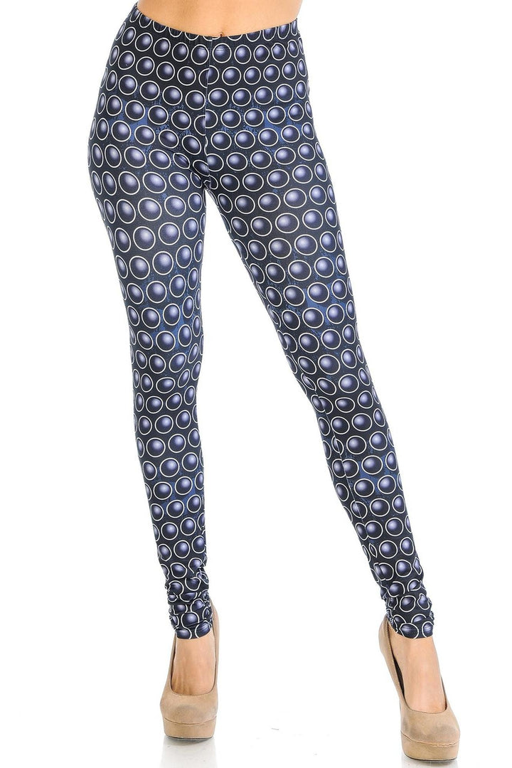 Creamy Soft Premium Women's Leggings 3D Polka Dots Regular Size, High Rise, Stretchy & Breathable, Comfortable Fit - by USA Fashion