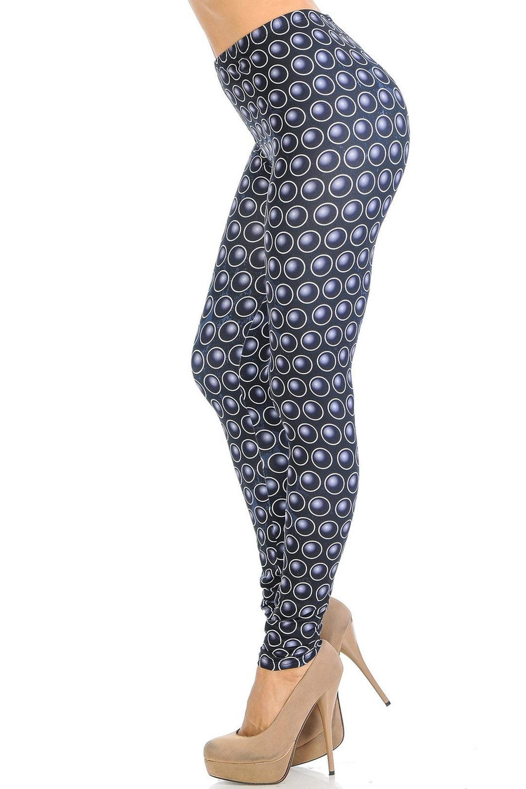 Creamy Soft Premium Women's Leggings 3D Polka Dots Regular Size, High Rise, Stretchy & Breathable, Comfortable Fit - by USA Fashion