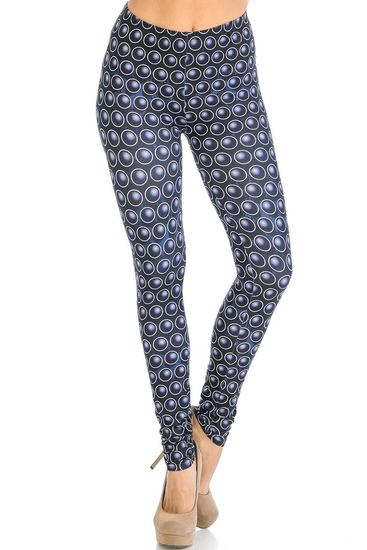 Creamy Soft Premium Women's Leggings 3D Polka Dots Regular Size, High Rise, Stretchy & Breathable, Comfortable Fit - by USA Fashion