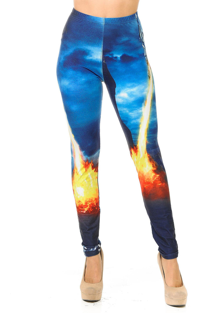 Creamy Soft Premium Women's Leggings Dragon Rage Regular Size, High Rise, Stretchy & Breathable, Comfortable Fit - by USA Fashion