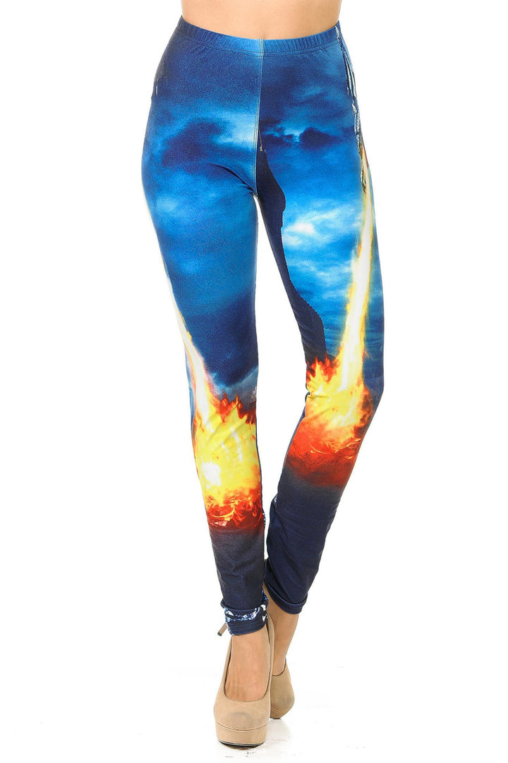 Creamy Soft Premium Women's Leggings Dragon Rage Regular Size, High Rise, Stretchy & Breathable, Comfortable Fit - by USA Fashion