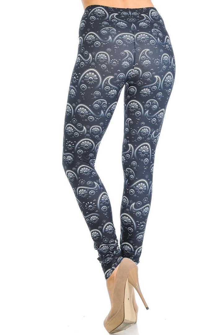 Creamy Soft Premium Women's Leggings Fading Paisley Regular Size, High Rise, Stretchy & Breathable, Comfortable Fit - by USA Fashion