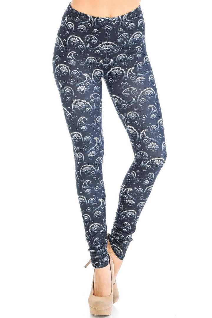 Creamy Soft Premium Women's Leggings Fading Paisley Regular Size, High Rise, Stretchy & Breathable, Comfortable Fit - by USA Fashion