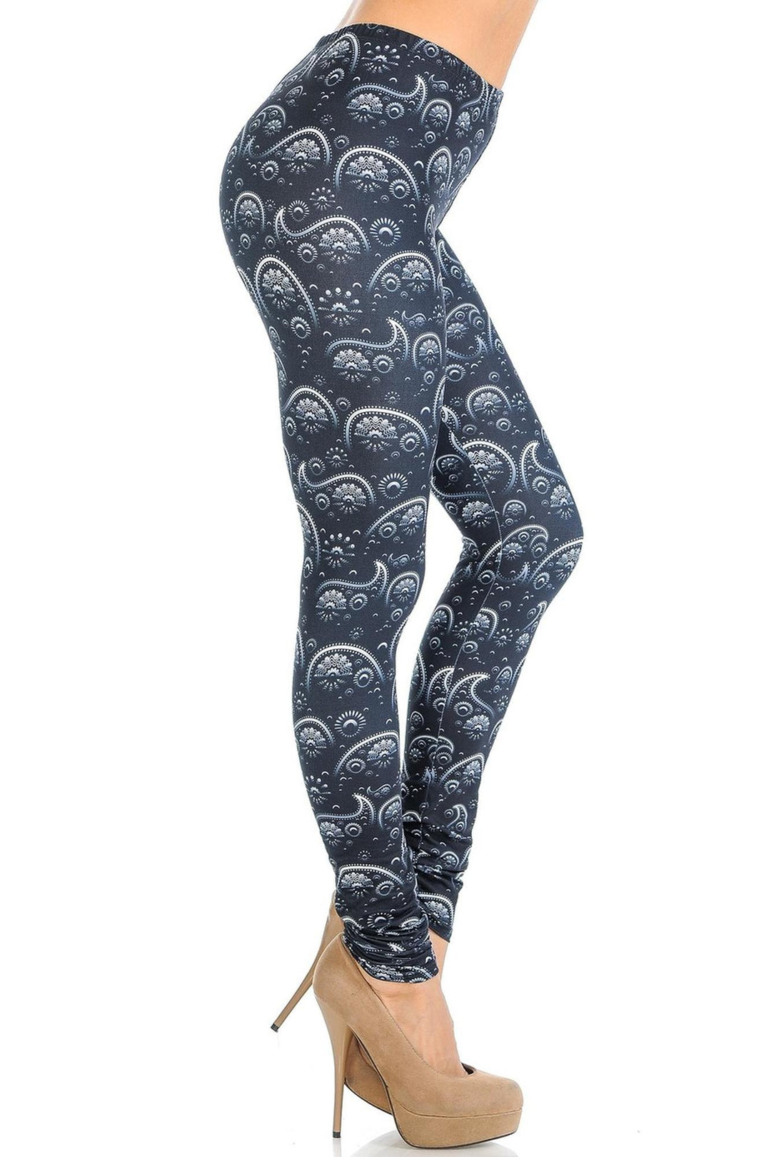 Creamy Soft Premium Women's Leggings Fading Paisley Regular Size, High Rise, Stretchy & Breathable, Comfortable Fit - by USA Fashion