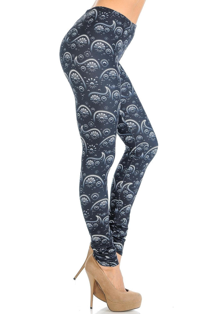 Creamy Soft Premium Women's Leggings Fading Paisley Regular Size, High Rise, Stretchy & Breathable, Comfortable Fit - by USA Fashion