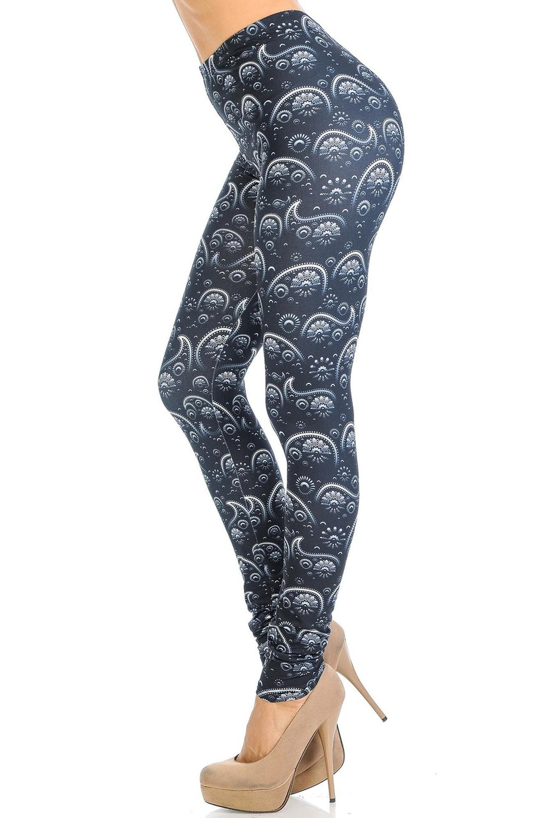 Creamy Soft Premium Women's Leggings Fading Paisley Regular Size, High Rise, Stretchy & Breathable, Comfortable Fit - by USA Fashion