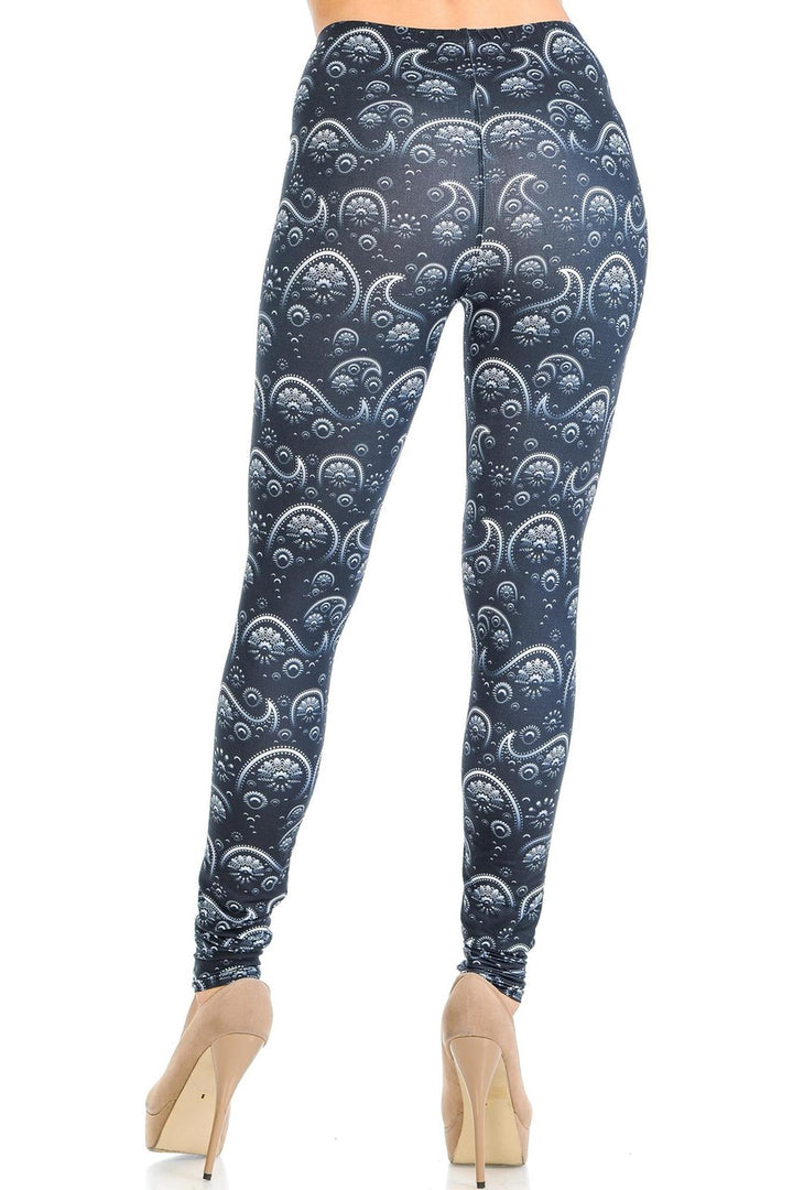 Creamy Soft Premium Women's Leggings Fading Paisley Regular Size, High Rise, Stretchy & Breathable, Comfortable Fit - by USA Fashion
