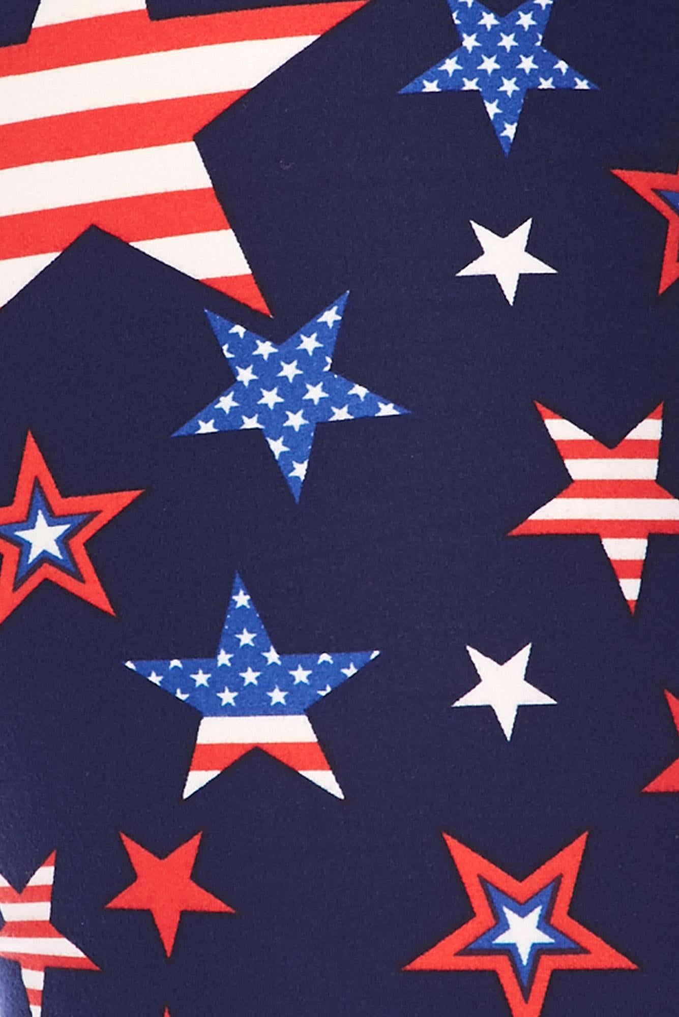 Buttery Soft USA Stars Leggings (One Size Regular,Navy)