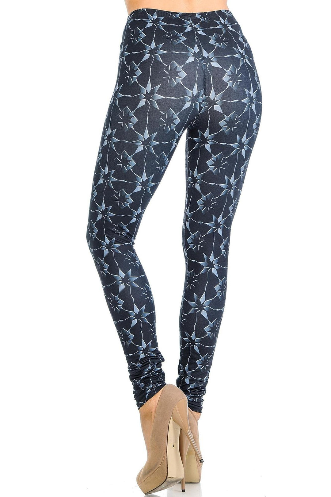 Creamy Soft Premium Women's Leggings Metallic Stars Regular Size, High Rise, Stretchy & Breathable, Comfortable Fit - by USA Fashion
