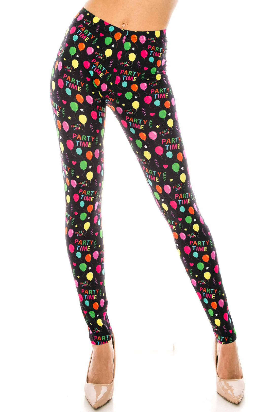 Creamy Soft Premium Women's Leggings Party Time Regular Size, High Rise, Stretchy & Breathable, Comfortable Fit - by USA Fashion