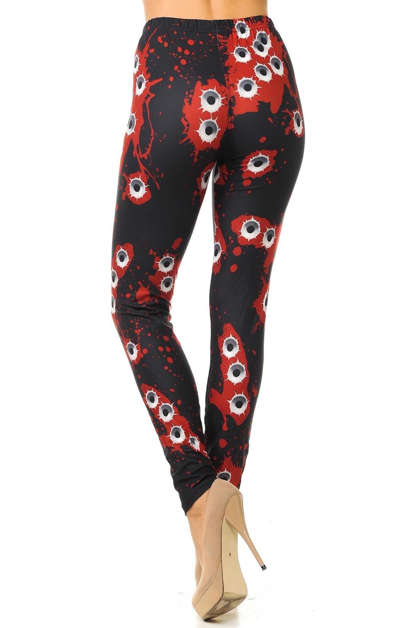 Creamy Soft Premium Women's Leggings Bullet Holes Regular Size, High Rise, Stretchy & Breathable, Comfortable Fit - by USA Fashion