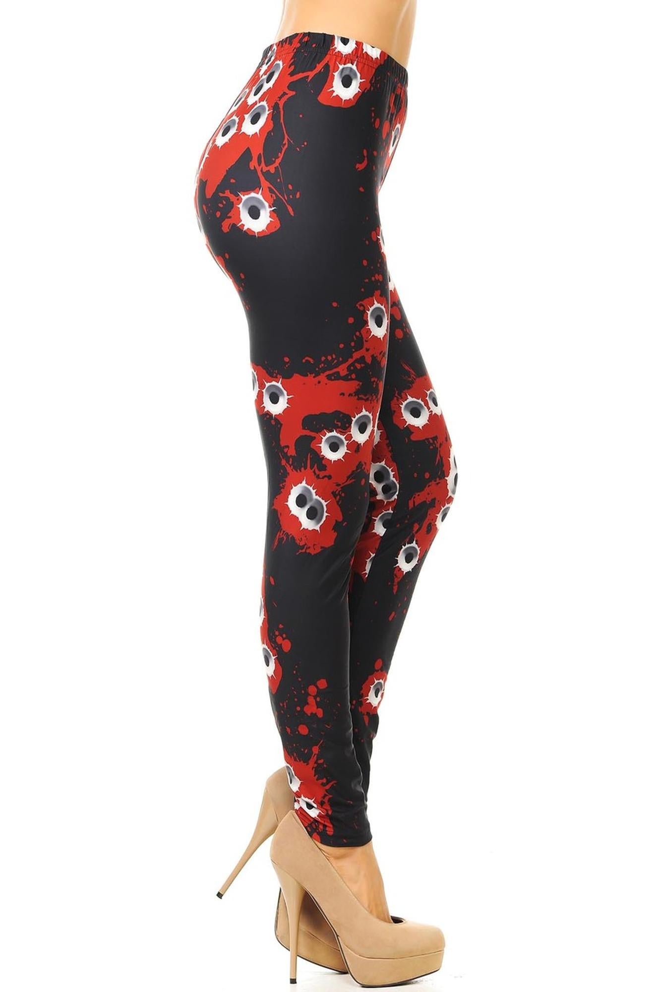 Creamy Soft Premium Women's Leggings Bullet Holes Regular Size, High Rise, Stretchy & Breathable, Comfortable Fit - by USA Fashion