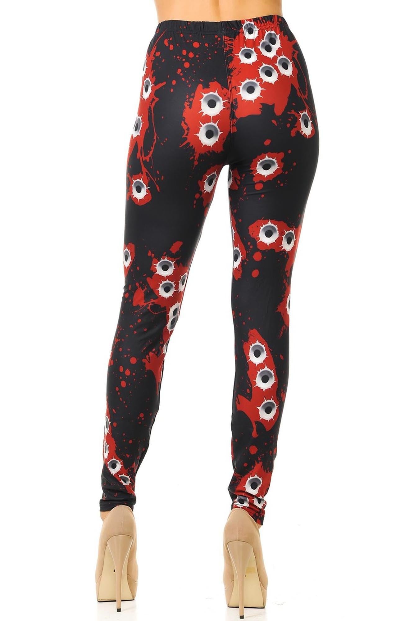 Creamy Soft Premium Women's Leggings Bullet Holes Regular Size, High Rise, Stretchy & Breathable, Comfortable Fit - by USA Fashion