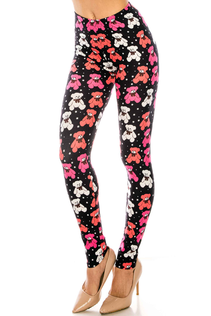 Creamy Soft Premium Women's Leggings Teddy Bear Regular Size, High Rise, Stretchy & Comfortable Fit - by USA Fashion