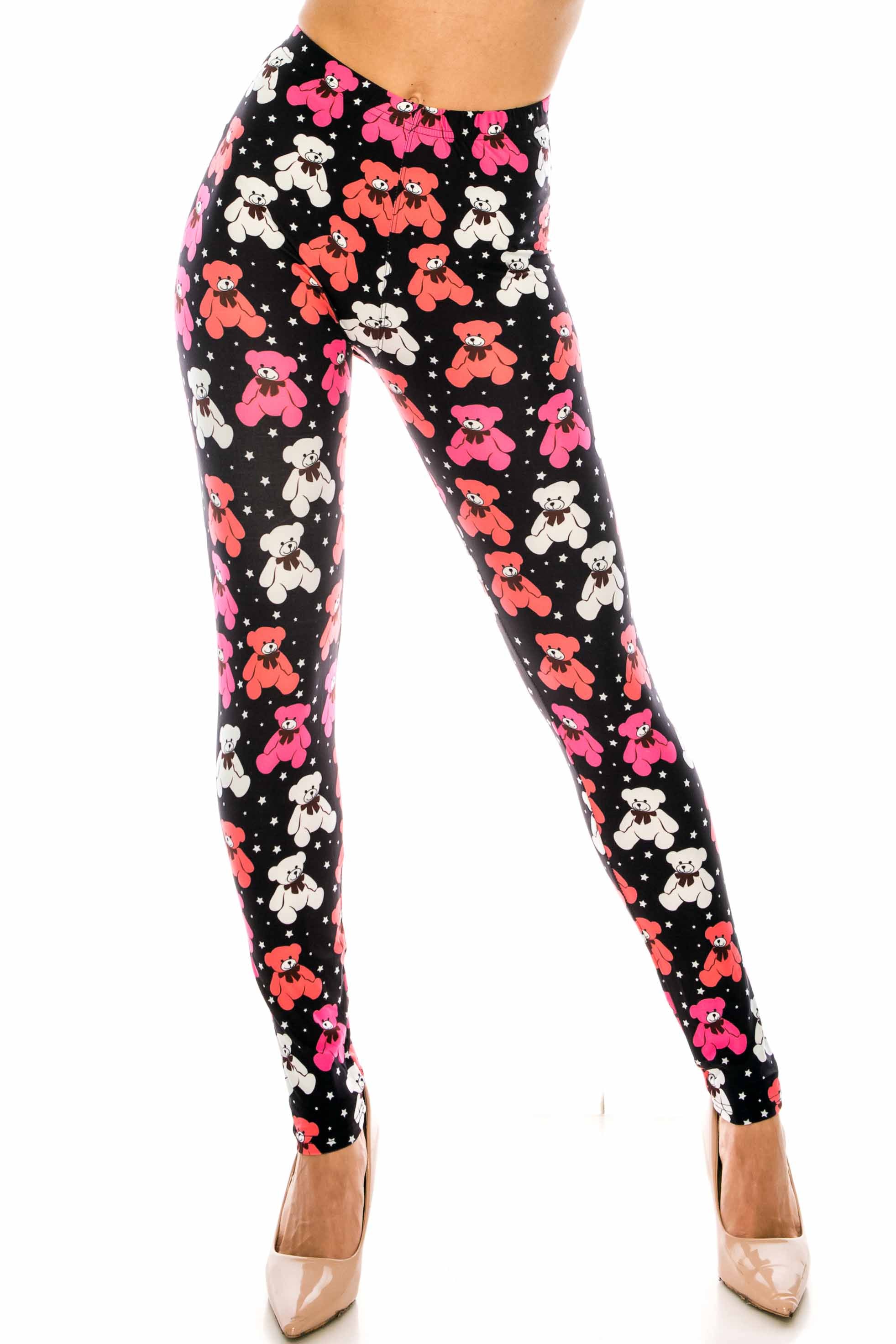 Creamy Soft Premium Women's Leggings Teddy Bear Regular Size, High Rise, Stretchy & Comfortable Fit - by USA Fashion