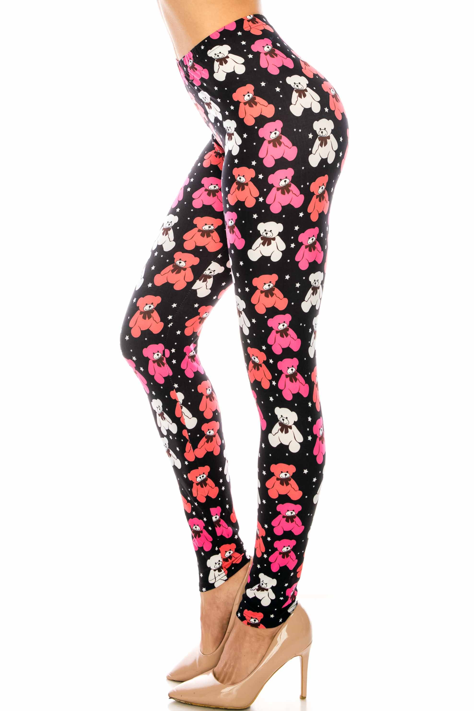 Creamy Soft Premium Women's Leggings Teddy Bear Regular Size, High Rise, Stretchy & Comfortable Fit - by USA Fashion