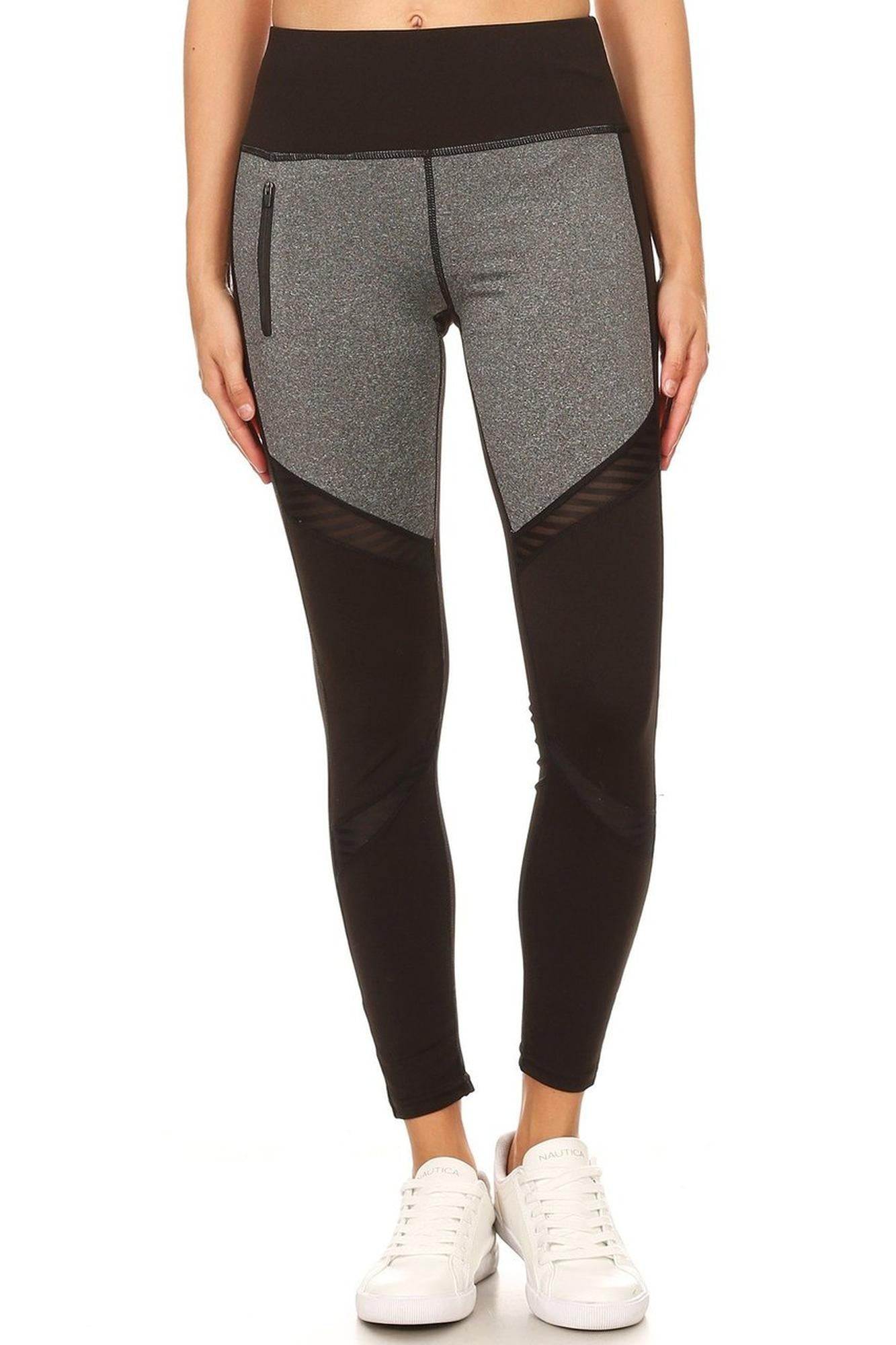 Premium Front Panel Mesh Accent Workout Leggings