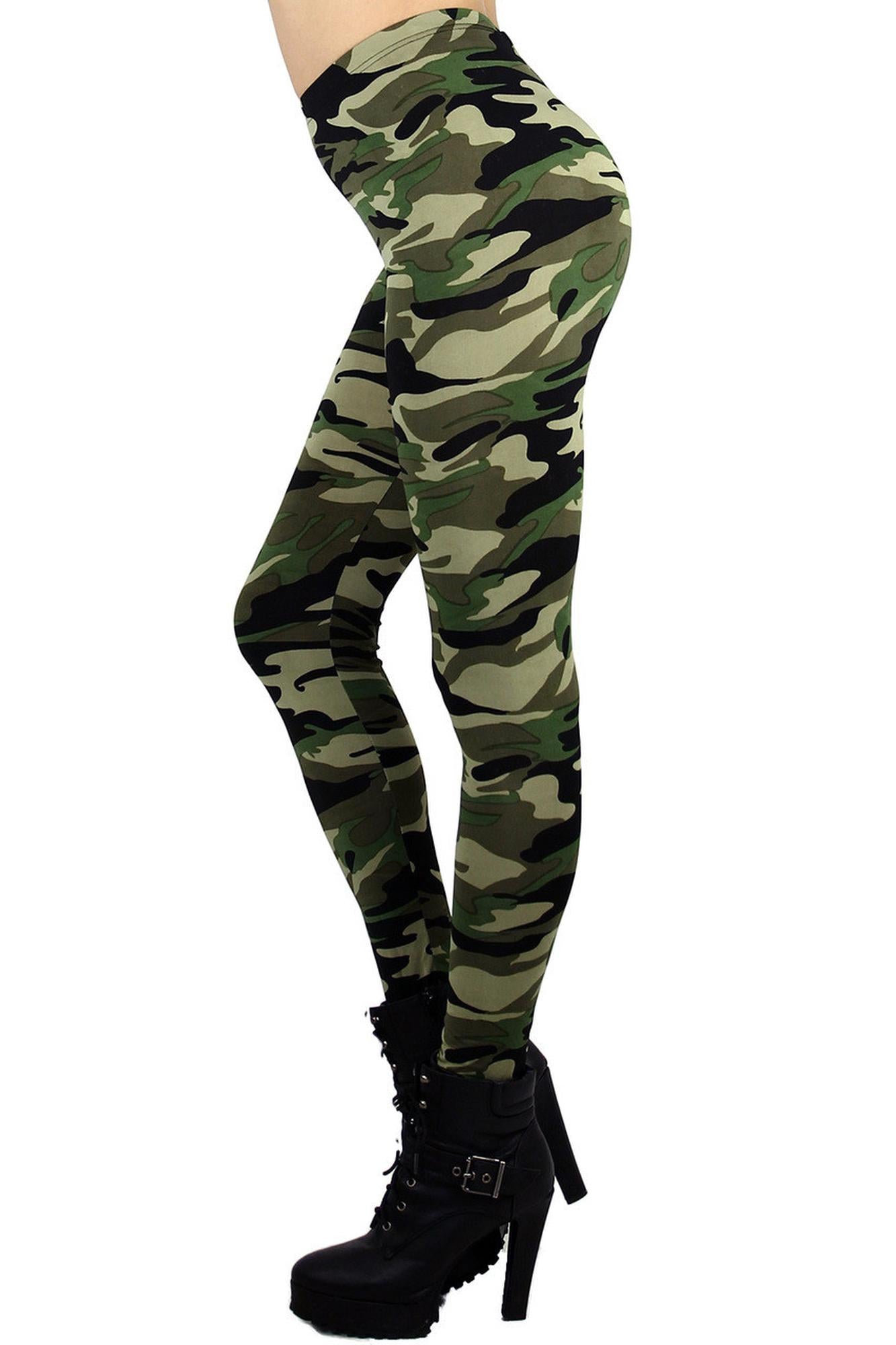 High Waisted Green Camouflage Leggings