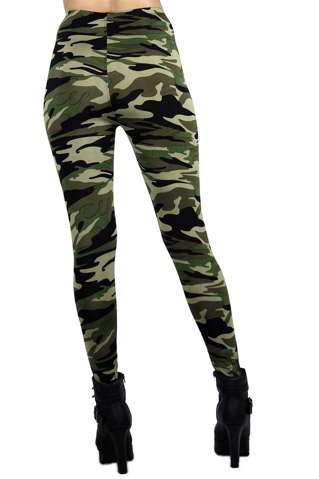 High Waisted Green Camouflage Leggings