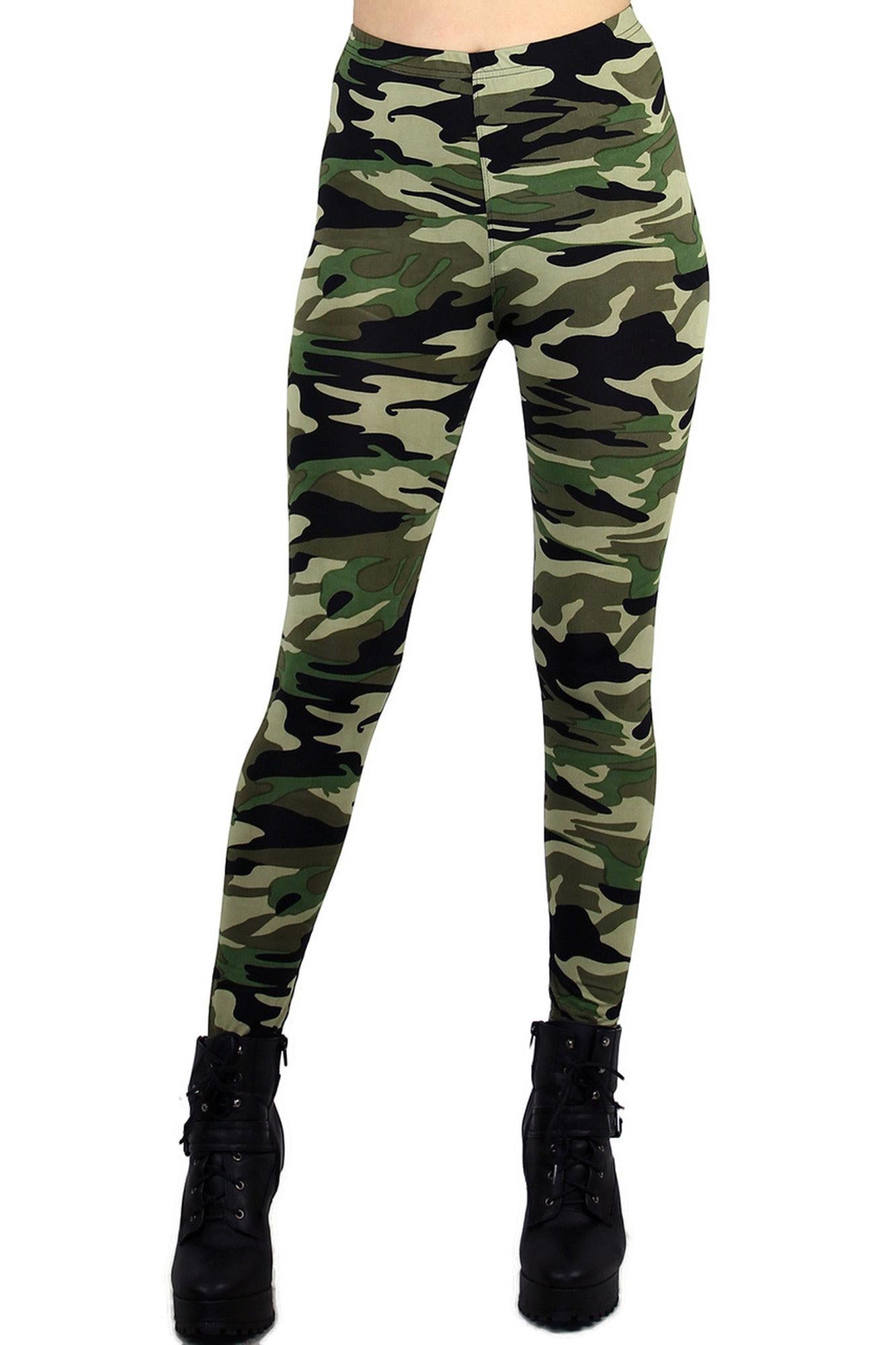 High Waisted Green Camouflage Leggings