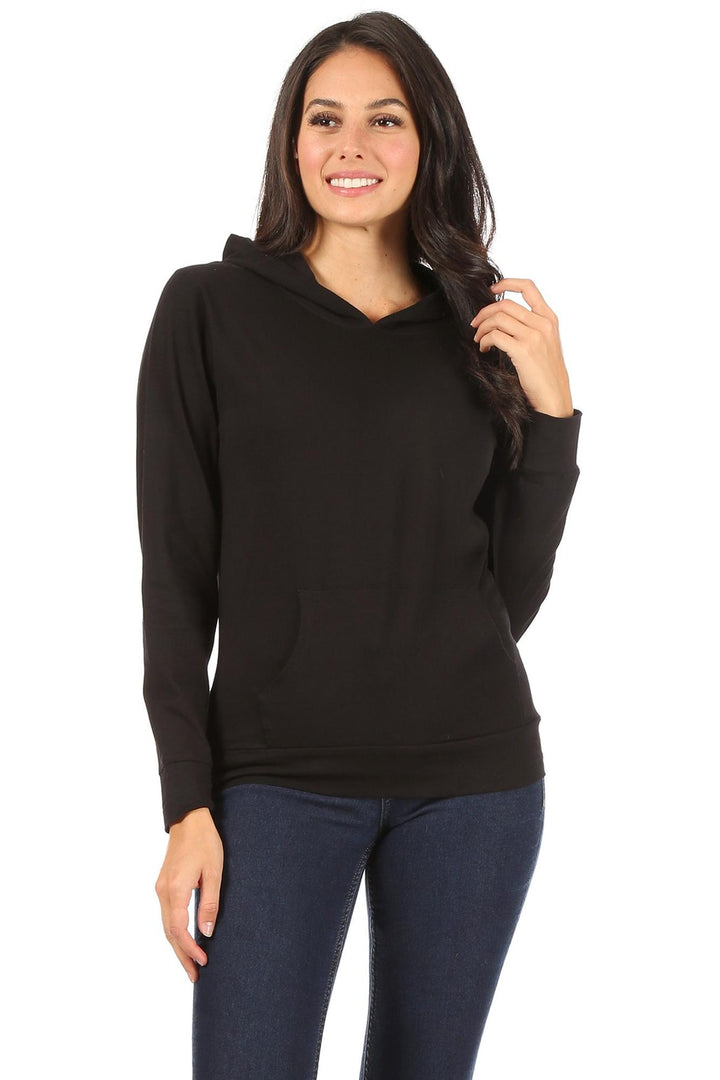 Solid Basic Cotton Pullover Hoodie