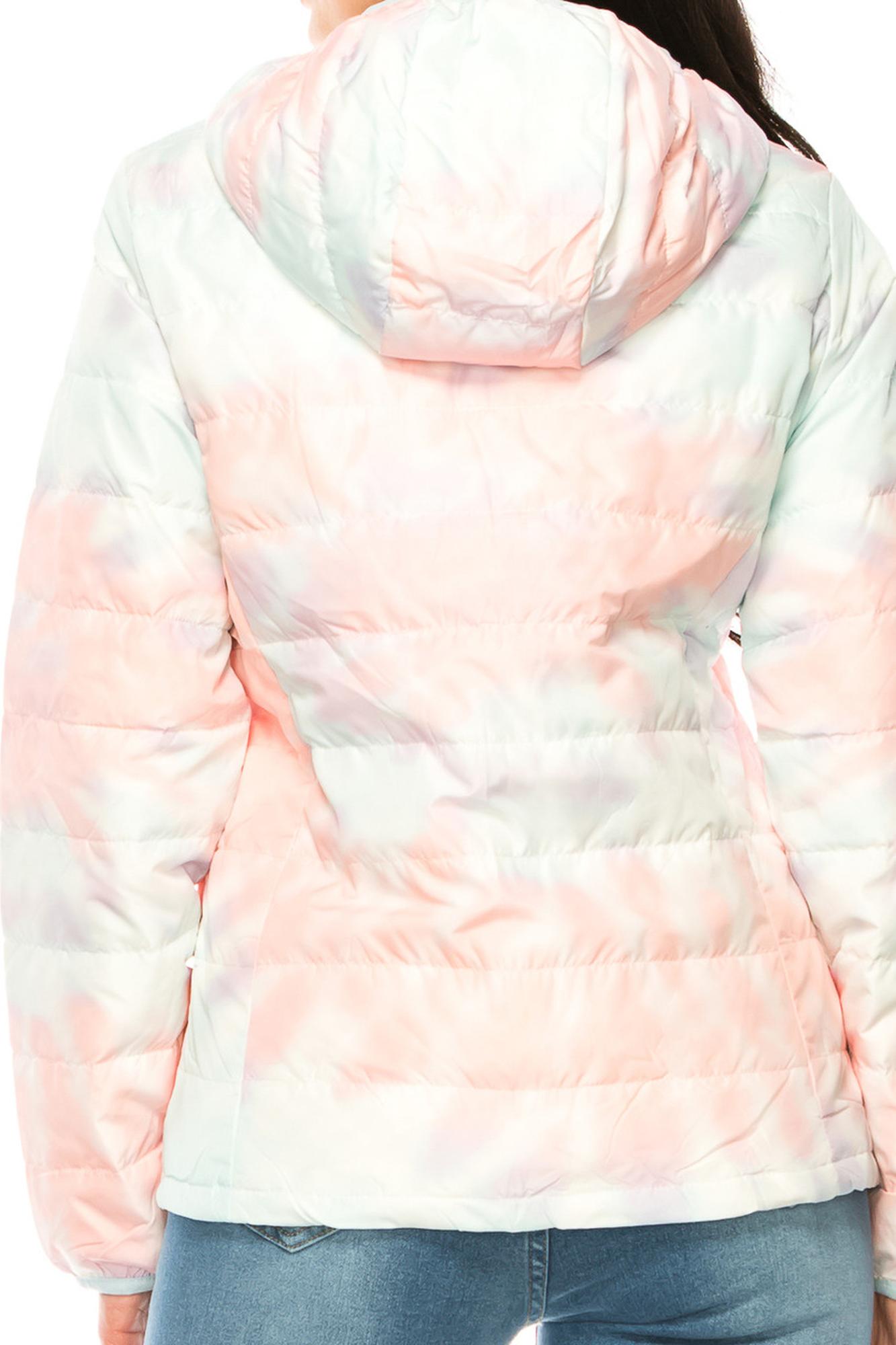 Women's Coral & Teal Swirl Winter Puffer Down Jacket (One Size Regular,Coral)