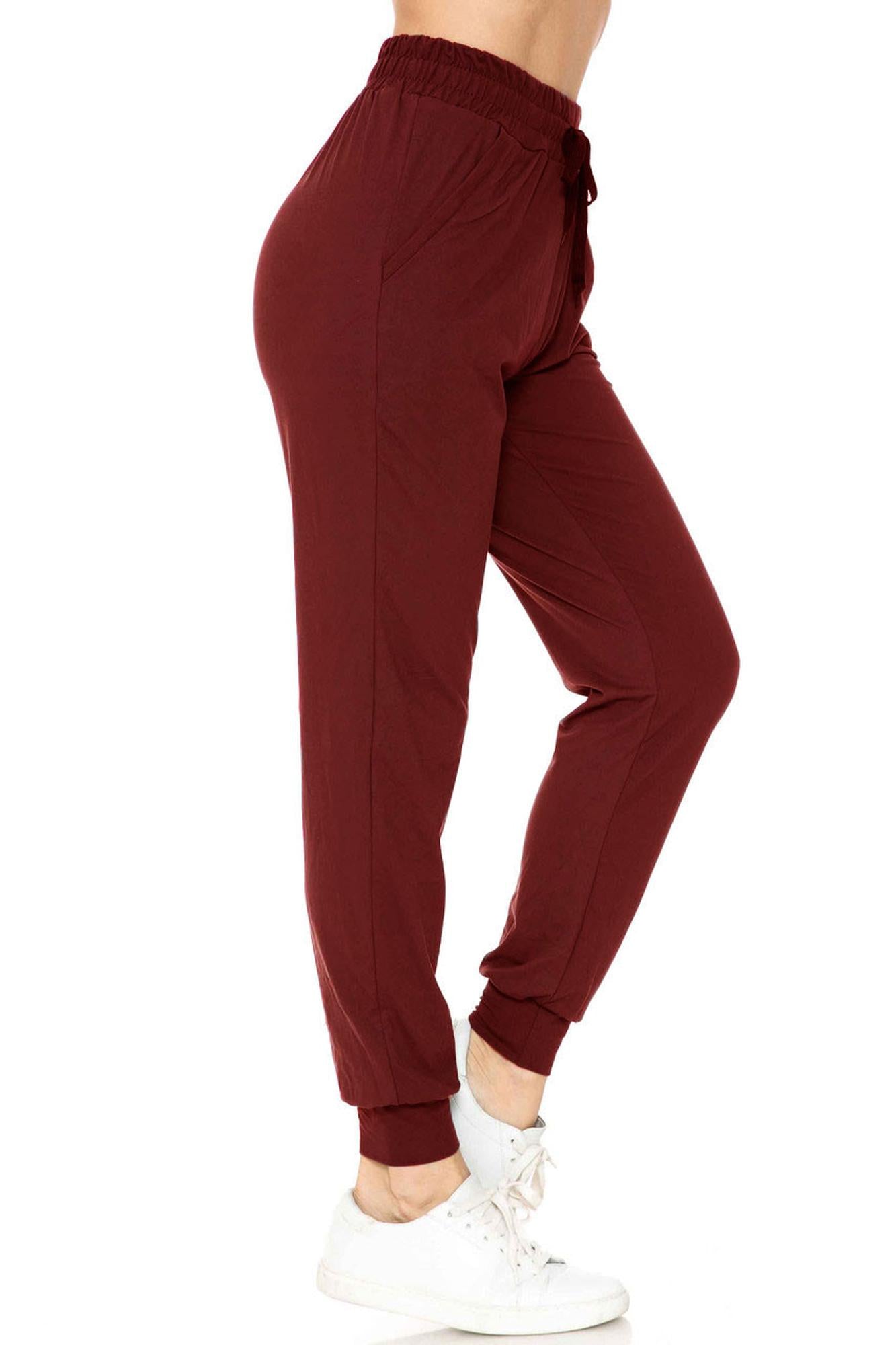 Buttery Smooth Solid Basic Burgundy Joggers - EEVEE
