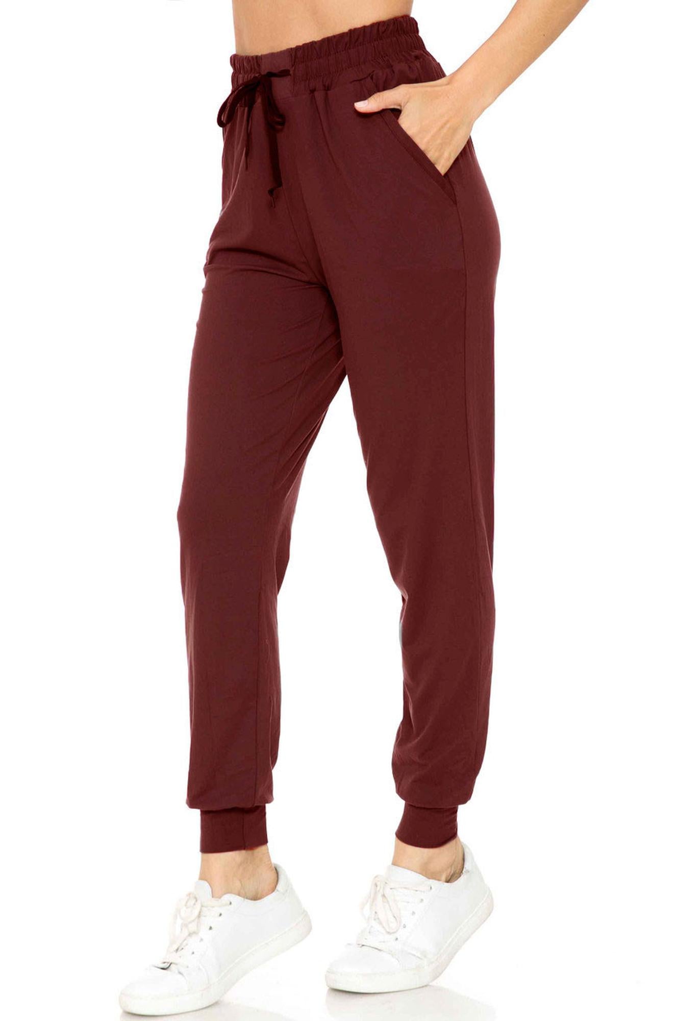 Buttery Smooth Solid Basic Burgundy Joggers - EEVEE