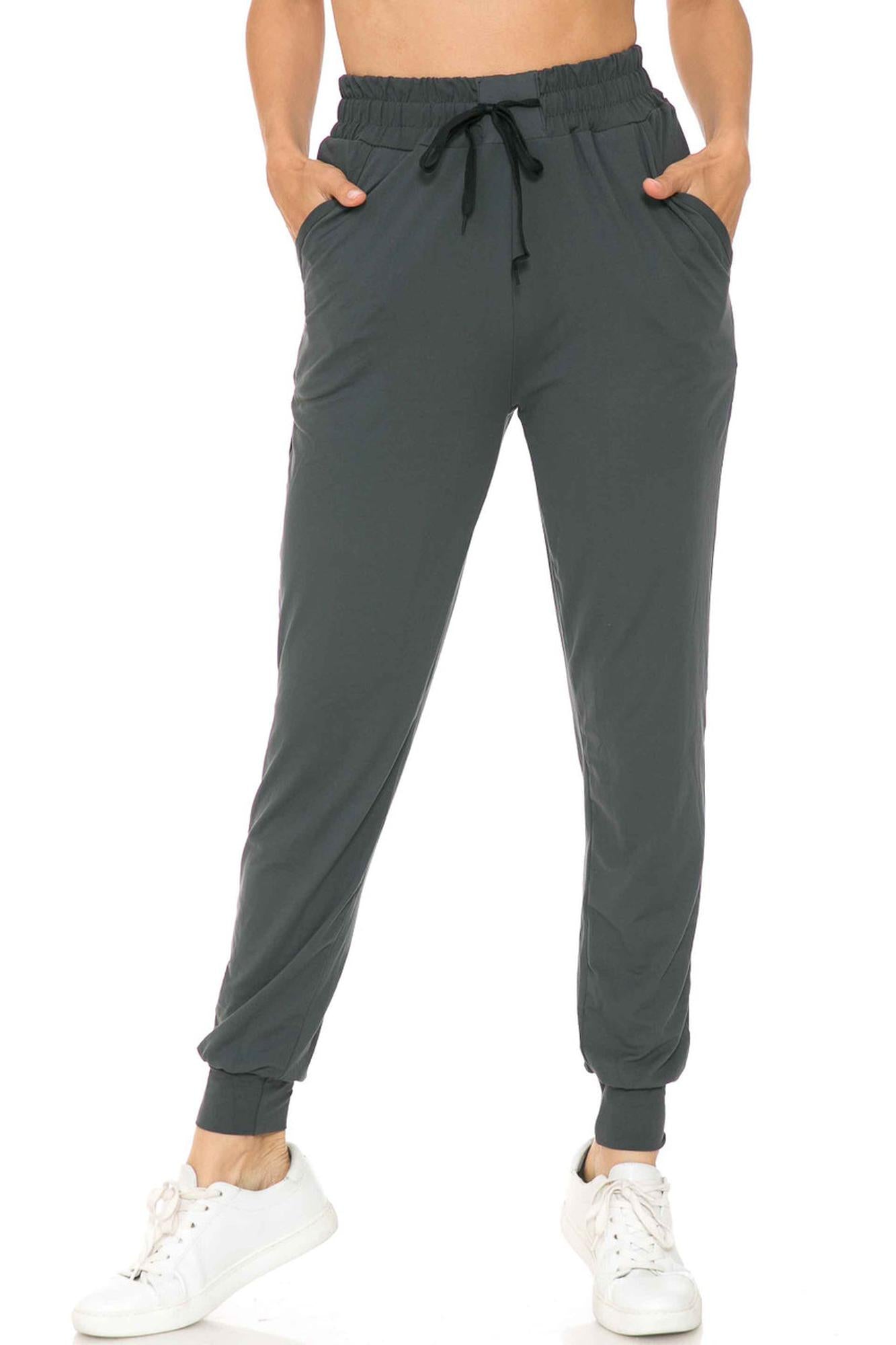 Buttery Smooth Solid Basic Charcoal Women's Joggers - EEVEE