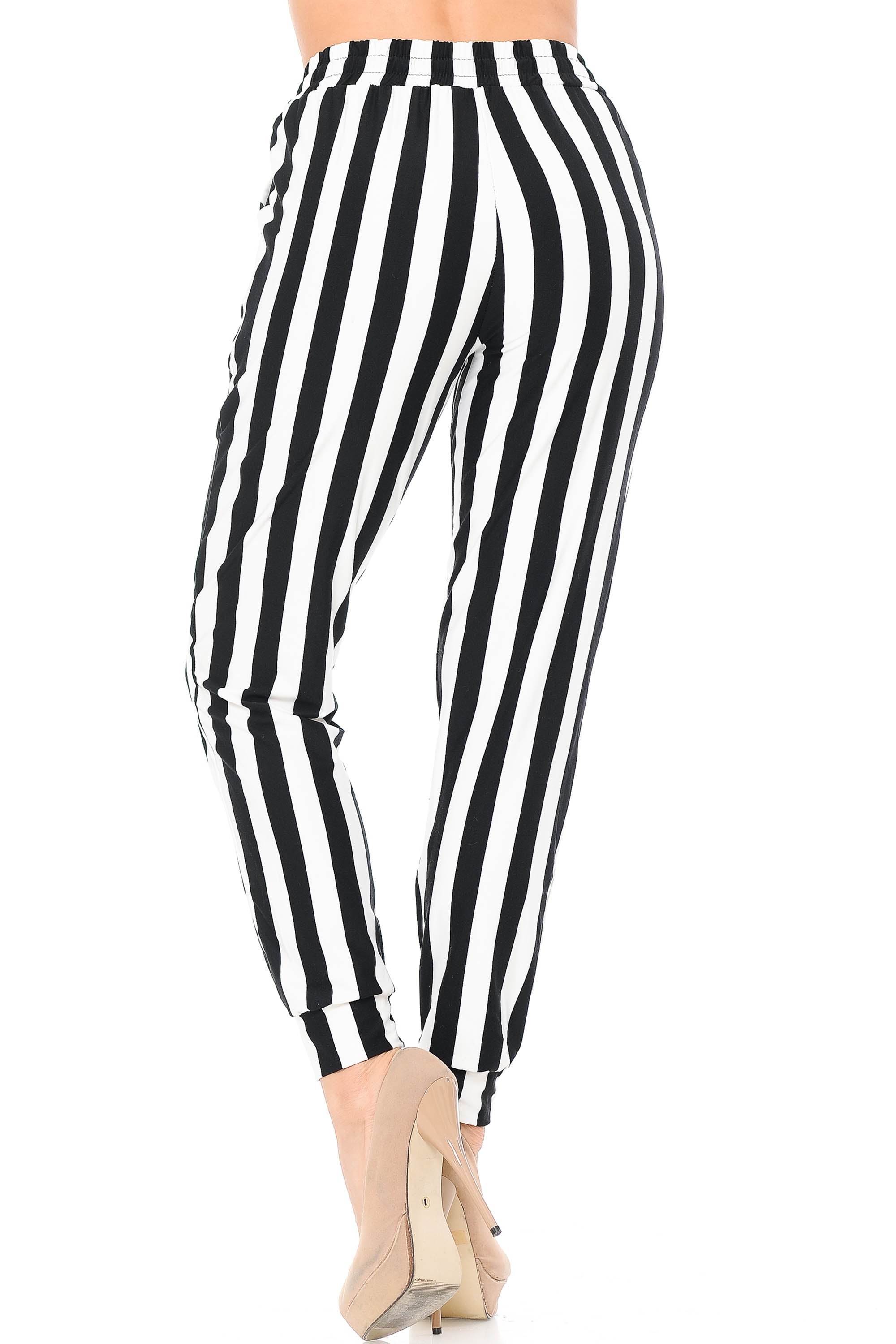 Buttery Smooth Black and White Wide Stripe Joggers