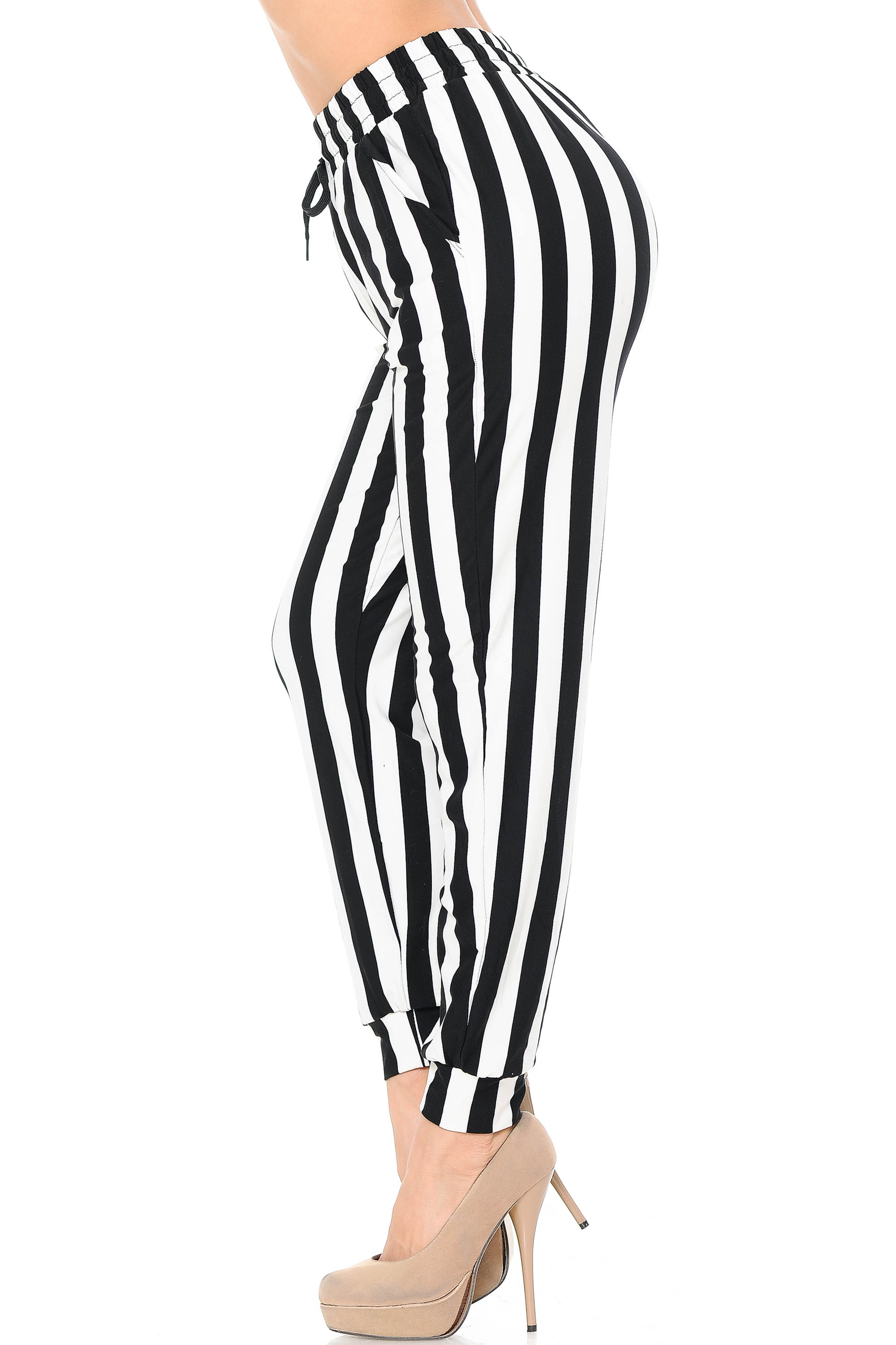 Buttery Smooth Black and White Wide Stripe Joggers