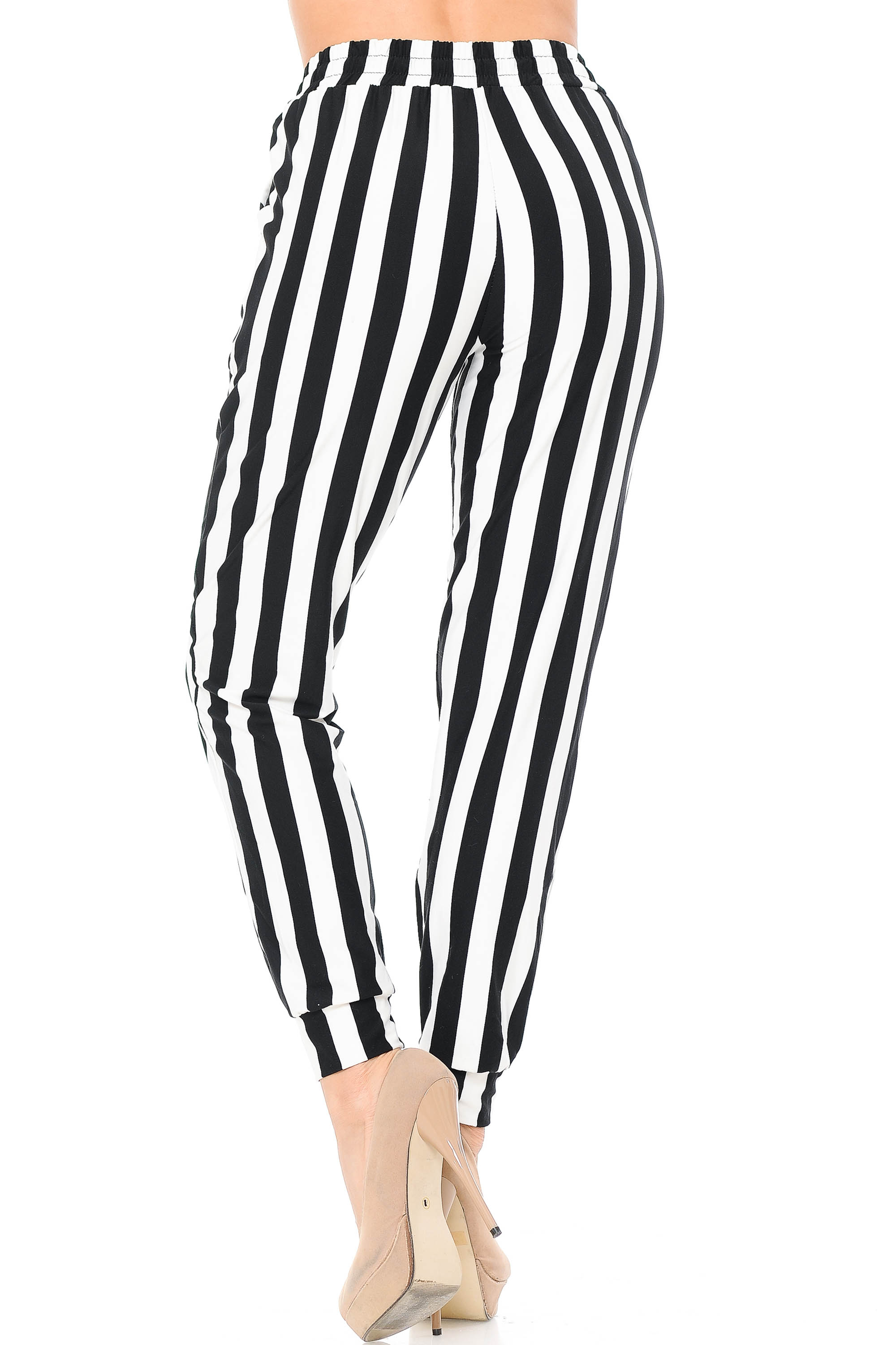 Buttery Smooth Black and White Wide Stripe Joggers