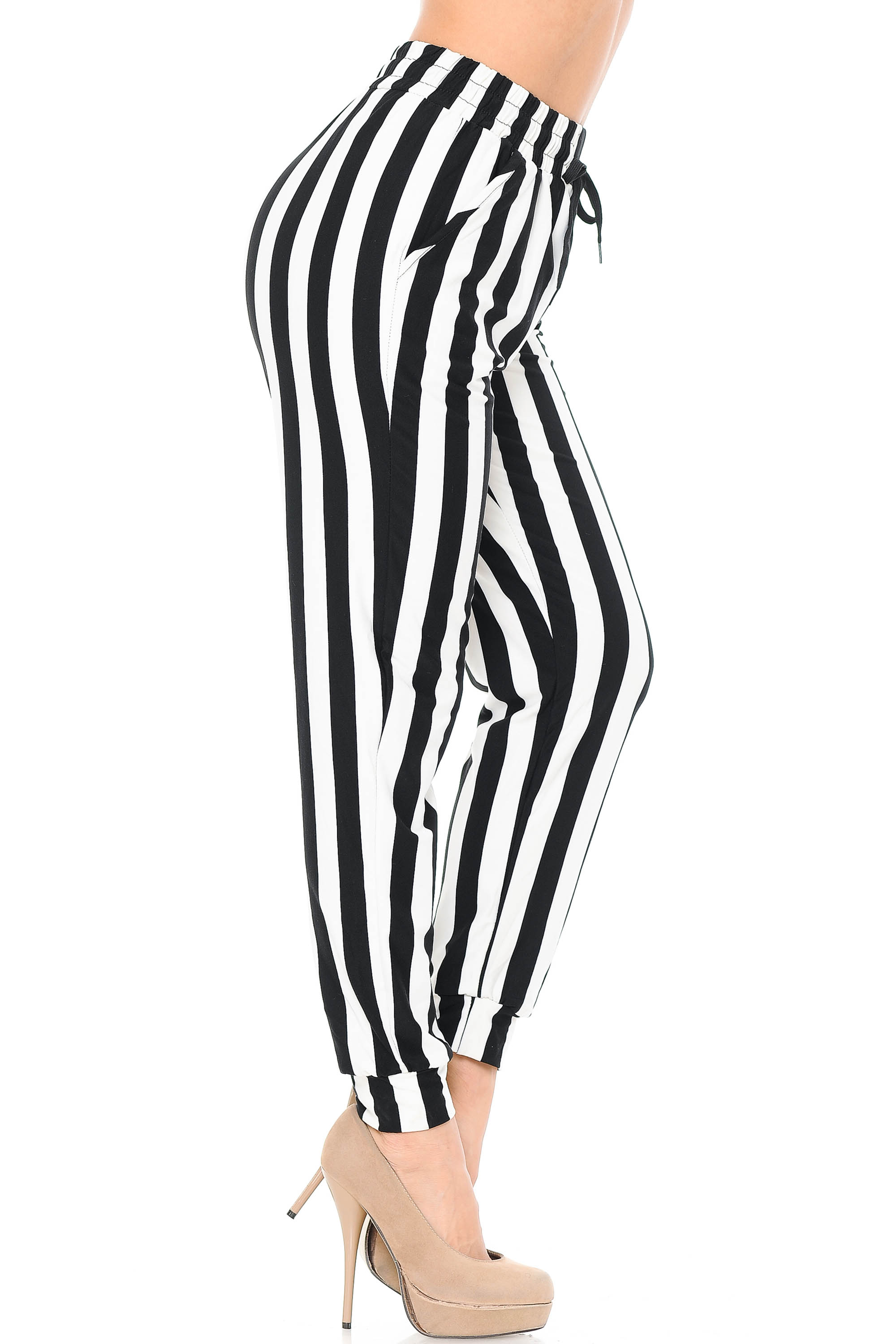 Buttery Smooth Black and White Wide Stripe Joggers