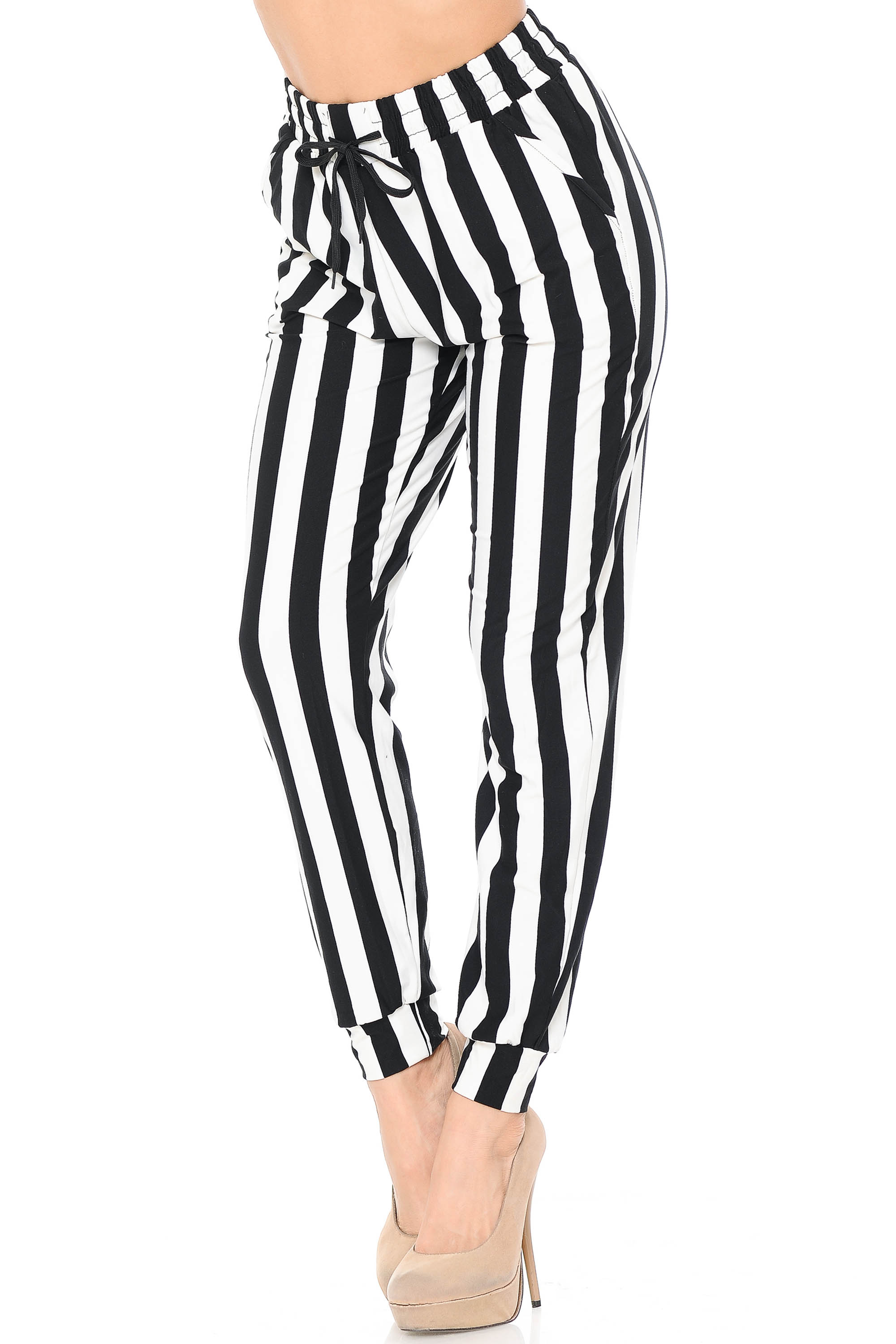 Buttery Smooth Black and White Wide Stripe Joggers