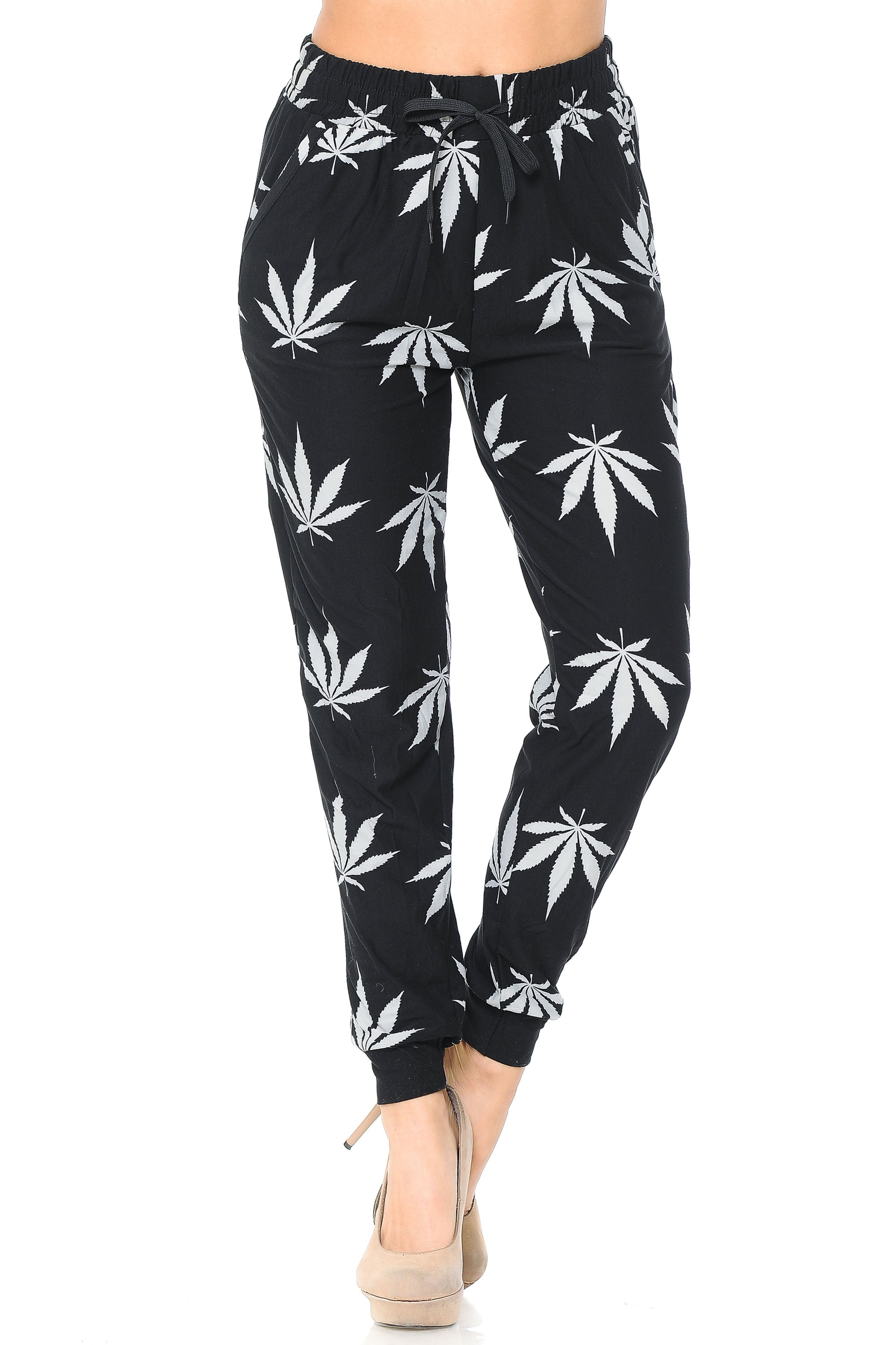 Buttery Smooth Black Marijuana Joggers