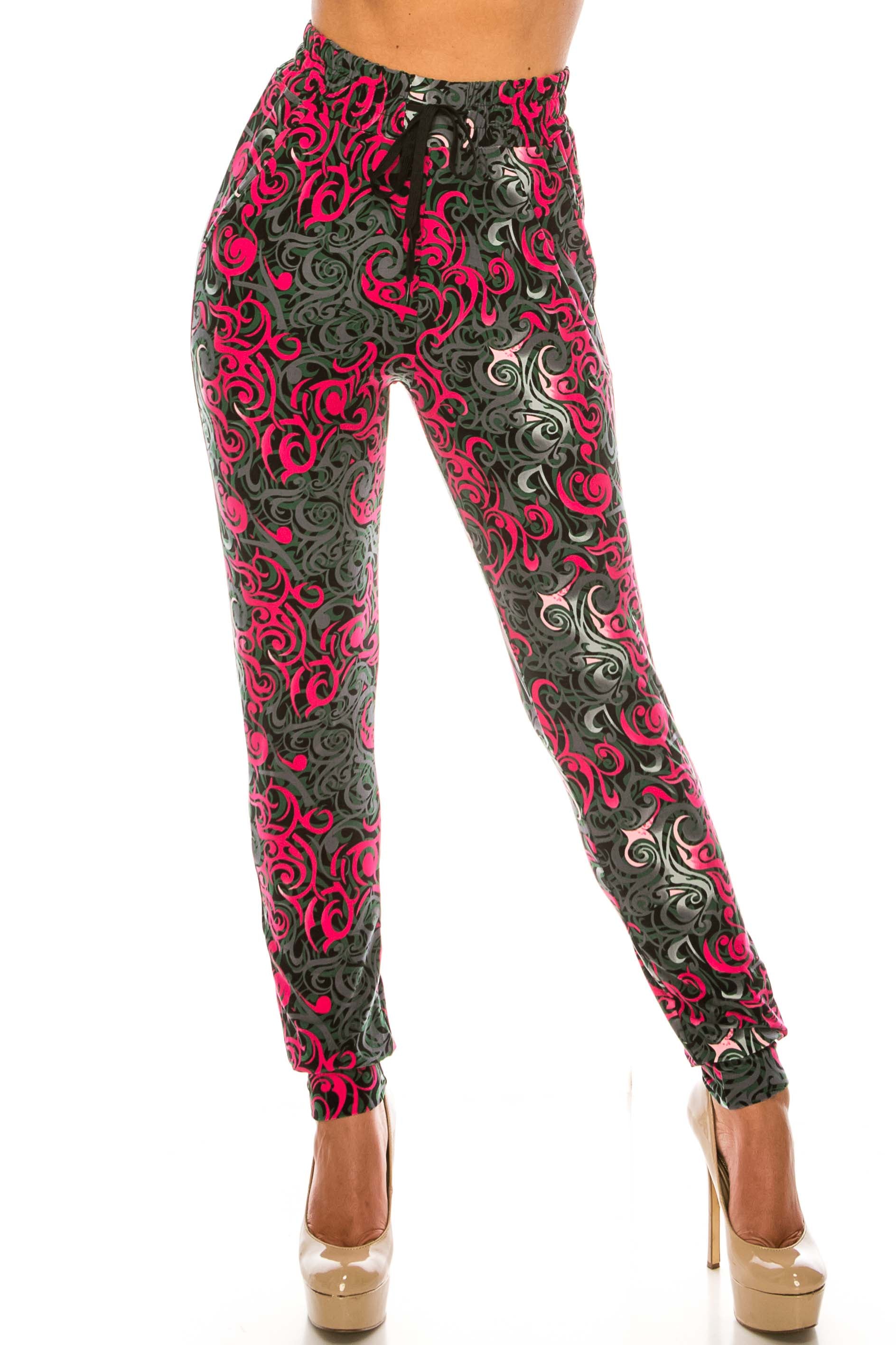 Buttery Smooth Fuchsia Tangled Swirl Joggers