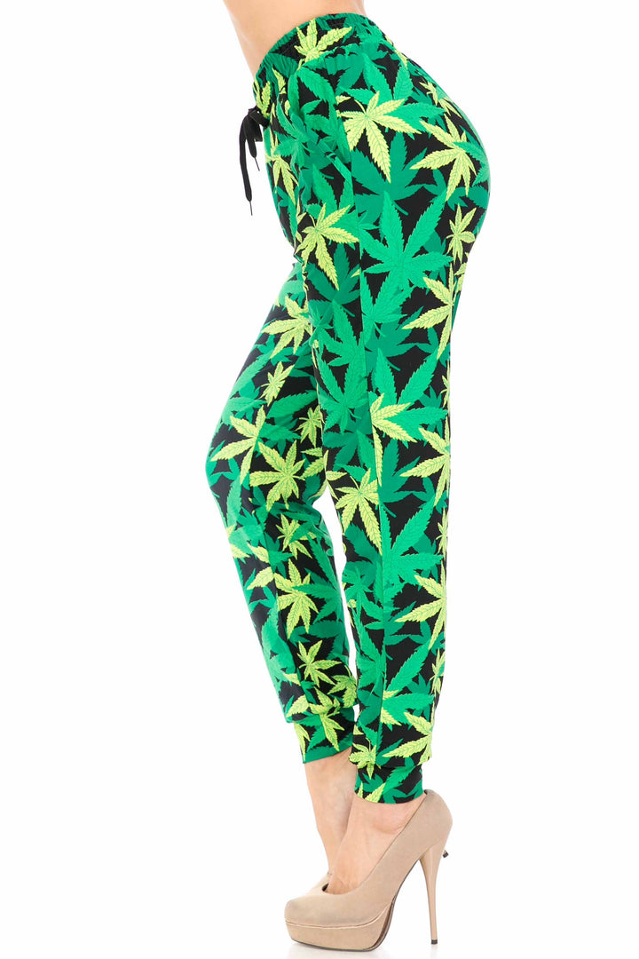 Buttery Smooth Cannabis Green Marijuana Joggers