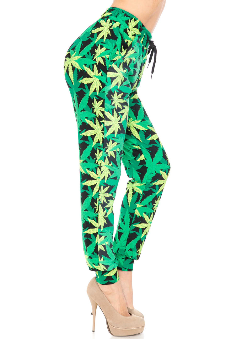 Buttery Smooth Cannabis Green Marijuana Joggers