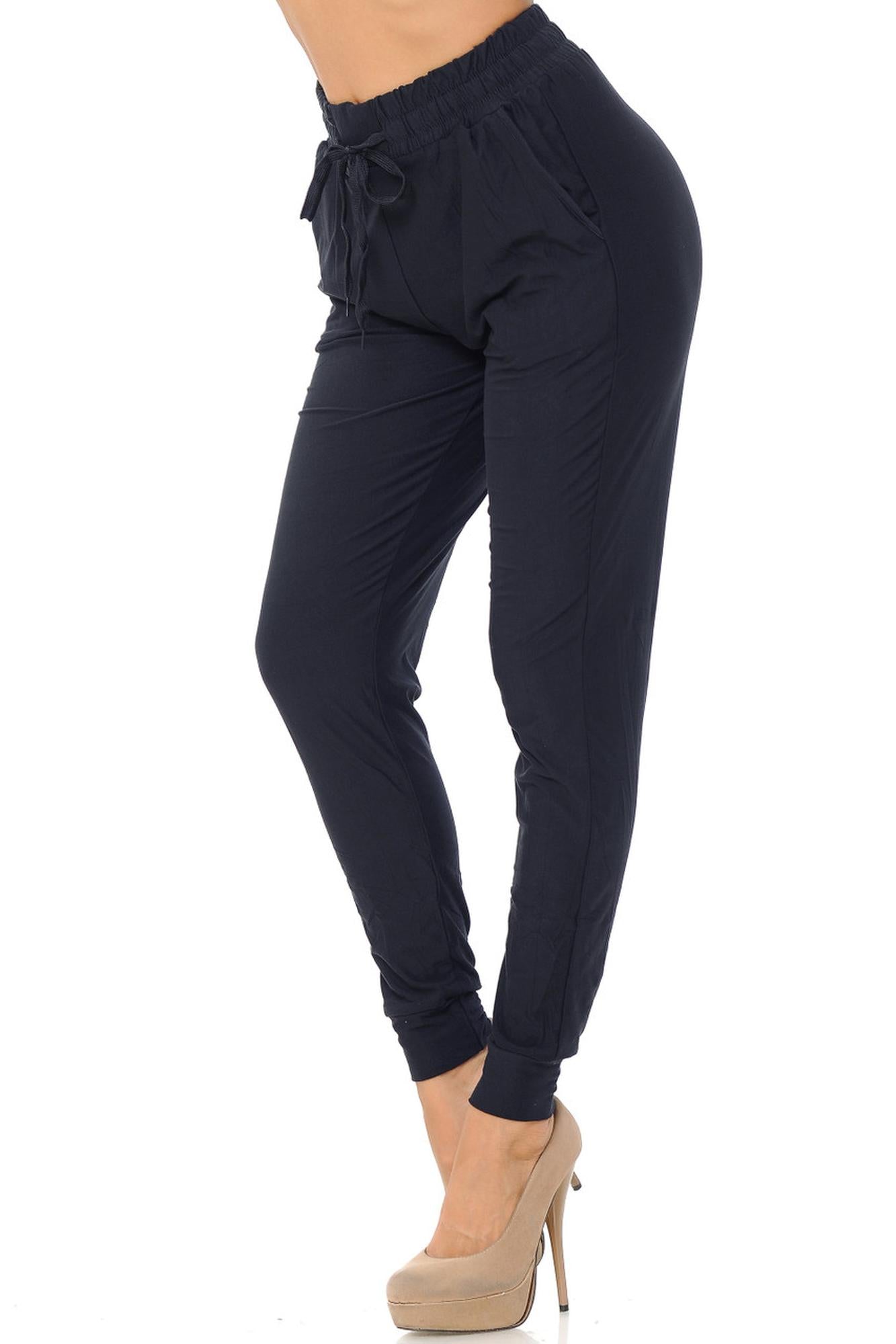 Buttery Smooth Solid Basic Navy Joggers - EEVEE