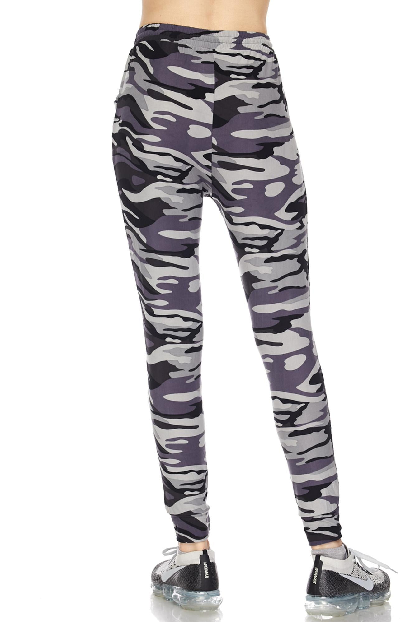 Buttery Soft Gray Camouflage Joggers (One Size Regular,Charcoal)