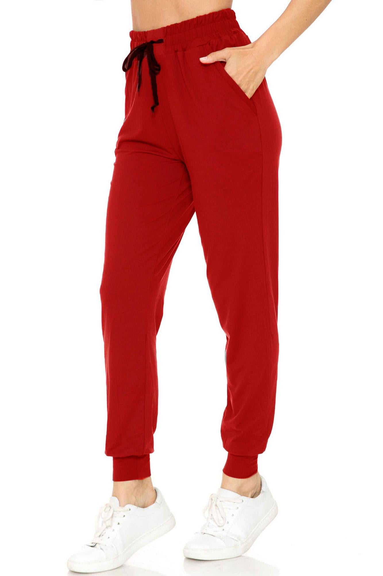 Buttery Smooth Solid Basic Red Joggers - EEVEE