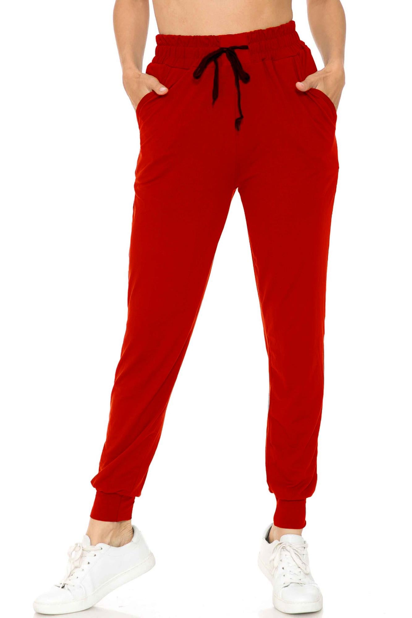 Buttery Smooth Solid Basic Red Joggers - EEVEE