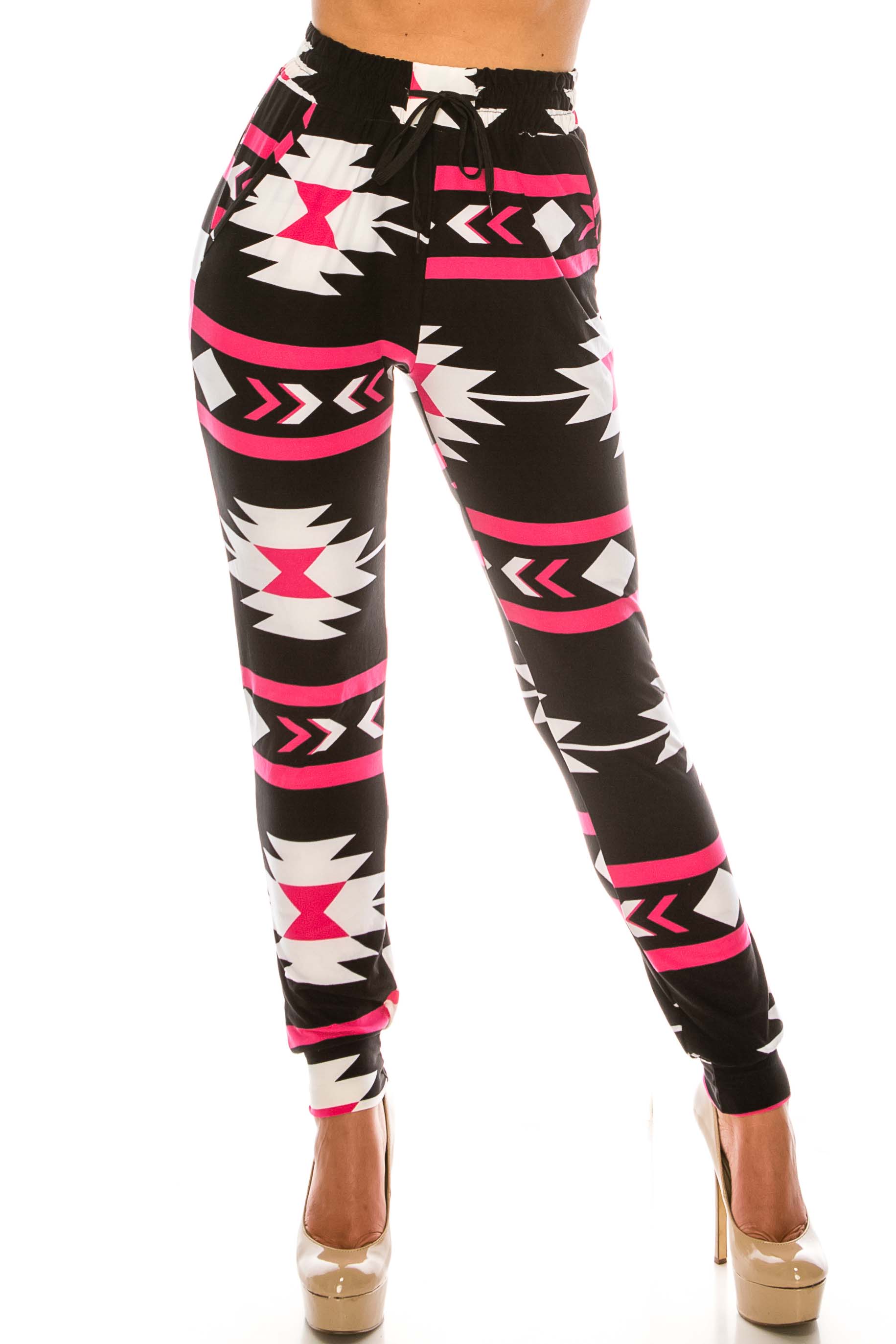 Magenta Aztec Tribal Buttery Smooth Joggers