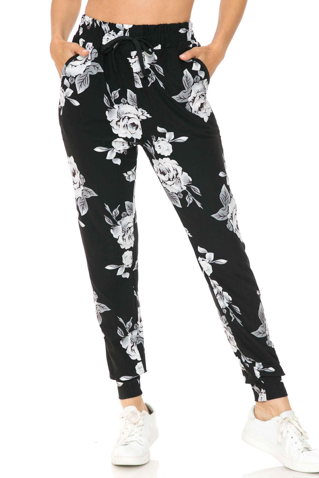 Buttery Smooth Jumbo White Rose Joggers